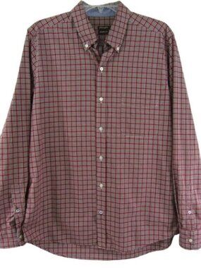 J McLaughlin Red Plaid Modern Fit Button Down Shirt Size M Long Sleeve